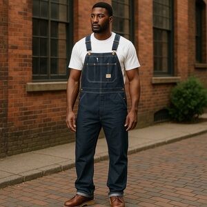 Round House Men’s Bib Overalls 40X30 Dark Blue 100% Cotton Straight Leg NWOT